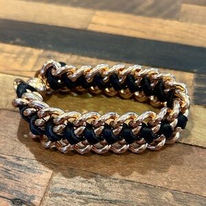 Milor Italy bronze chain and leather bracelet